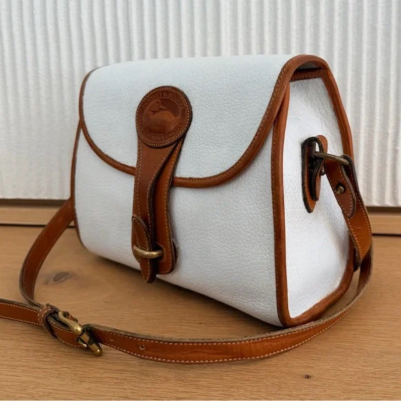 Vintage Dooney & Bourke Essex Crossbody | White & British Tan | AWL USA Made - Picture 2 of 7